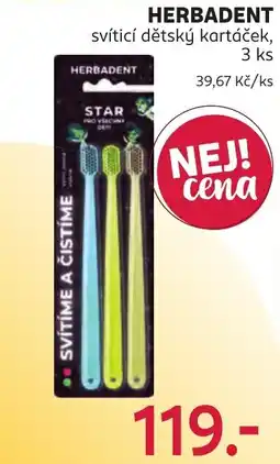 Rossmann Herbadent svítící dětský kartáček nabídka