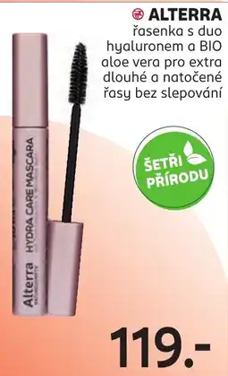 Rossmann Alterra řasenka s duo hyaluronem a BIO aloe vera nabídka
