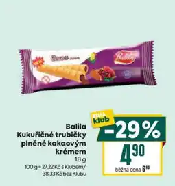 Billa Balila Kukuřičné trubičky plněné kakaovým krémem nabídka