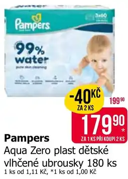 Teta Pampers Aqua Zero plast dětské vlhčené ubrousky nabídka