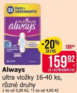 Teta Always ultra vložky 16-40 ks nabídka