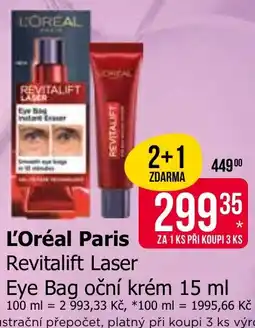 Teta L'Oréal Paris Revitalift Laser Eye Bag oční krém nabídka