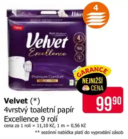 Teta Velvet 4vrstvý toaletní papír Excellence nabídka
