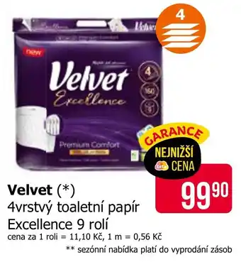 Teta Velvet 4vrstvý toaletní papír Excellence nabídka