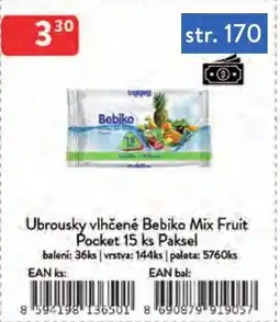 Qanto Bebiko ubrousky vlhčené Mix Fruit Pocket nabídka