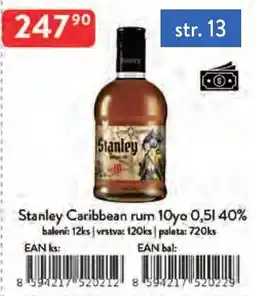 Qanto Stanley caribbean rum 10yo 40% nabídka