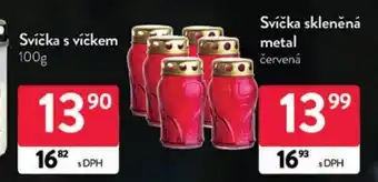 Qanto Svíčka skleněná metal červená nabídka