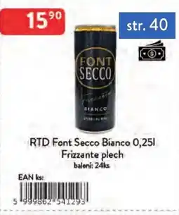 Qanto RTD Font Secco bianco Frizzante plech nabídka