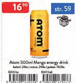 Qanto Atom mango energy drink nabídka