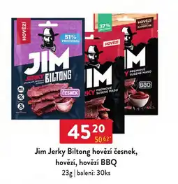 Qanto Jim jerky biltong hovězí česnek, hovězí, hovězí bbq nabídka