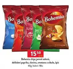 Qanto Bohemia chips jemně solené, delikátní paprika, slanina, smetana a cibule, špíz nabídka