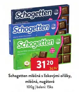 Qanto Schogetten mléčná s liskovými oříšky nabídka