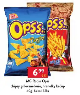Qanto MC Robin Opss chipsy grilované kuře, hranolky kečup nabídka