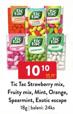 Qanto Tic Tac Strawberry mix, Fruity mix, Mint, Orange, Spearmint, Exotic escape nabídka