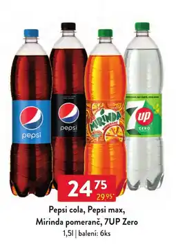 Qanto Pepsi cola, Pepsi max, Mirinda pomeranč, 7UP Zero nabídka