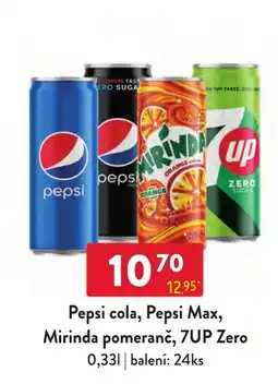 Qanto Pepsi cola, Pepsi Max, Mirinda pomeranč, 7UP Zero nabídka