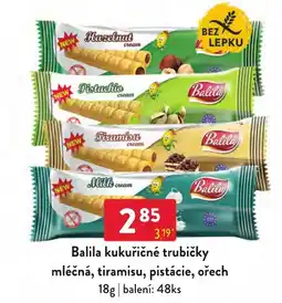 Qanto Balila kukůřičné trubičky mléčná, tiramisu, pistácie, ořech nabídka