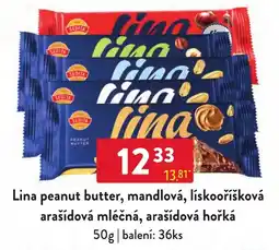 Qanto Lina peanut butter, mandlová, lískooříšková arašídová mléčná, arašídová hořká nabídka