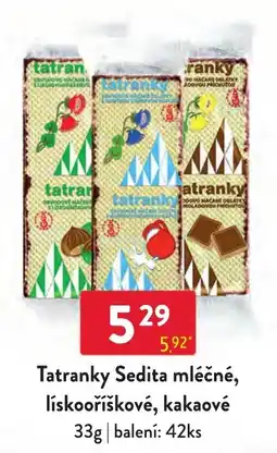 Qanto Tatranky Sedita mléčné, lískooříškové, kakaové nabídka