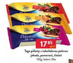 Qanto Tago piškoty s čokoládovou polevou jahoda, pomeranč, třešeň nabídka