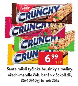 Qanto Sante müsli tyčinka brusinky a maliny, ořech-mandle čok, banán v čokoládě nabídka