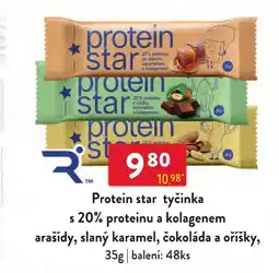 Qanto Protein star tyčinka s 20% proteinu a kolagenem arašídy, slaný karamel, čokoláda a oříšky nabídka
