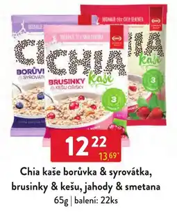 Qanto Chia kaše borůvka & syrovátka, brusinky & kešu, jahody & smetana nabídka