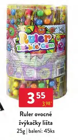 Qanto Ruler ovocné žvýkačky lišta nabídka