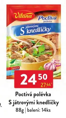 Qanto Vitana poctivá polévka s játrovými knedlíčky nabídka
