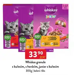 Qanto Whiskas granule s kuřecím, s hovězím, junior s kuřecím nabídka