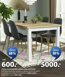JYSK Markskel jídelní stůl a Jonstrup jídelní židle nabídka