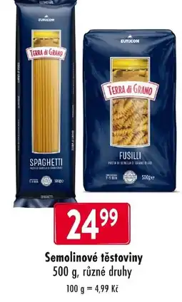 Qanto Terra di Grano semolinové těstoviny nabídka