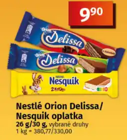 COOP TIP Nestlé Orion Delissa/Nesquik oplatka nabídka