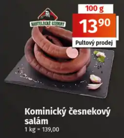COOP TIP Kostelecké uzeniny Kominický česnekový salám nabídka