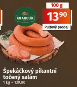 COOP TIP Krahulík špekáčkový pikantní točený salám nabídka