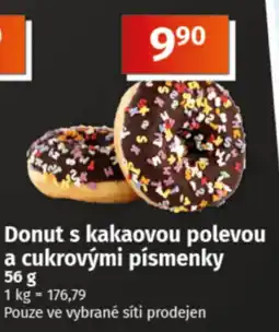 COOP TIP Donut s kakaovou polevou a cukrovými písmenky nabídka