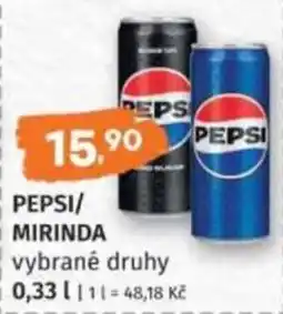 Konzum Pepsi/ Mirinda vybrané druhy nabídka