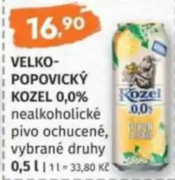 Konzum Kozel 0,0% nealkoholické pivo ochucené, vybrané druhy nabídka