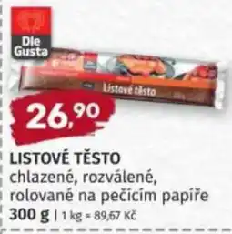 Konzum Die Gusta listové těsto nabídka