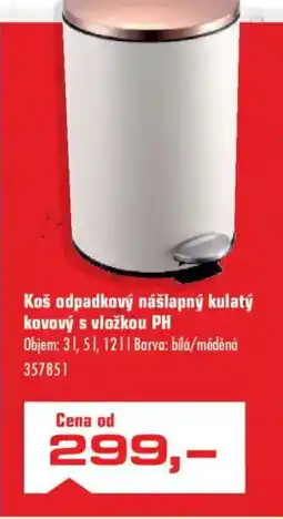 Uni Hobby PH koš odpadkový nášlapný kulatý kovový s vložkou nabídka