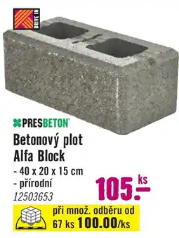 Hornbach Presbeton betonový plot alfa block nabídka