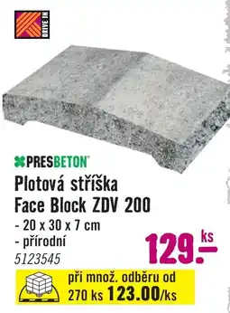 Hornbach Presbeton plotová střiška face block zdv 200 nabídka