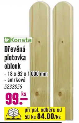 Hornbach Konsta dřevěná plotovka oblouk nabídka