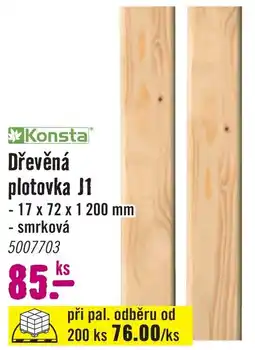 Hornbach Konsta dřevěná plotovka J1 nabídka