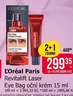 Teta L'Oréal Paris Revitalift Laser Eye Bag oční krém nabídka