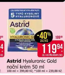 Teta Astrid Hyaluronic Gold noční krém nabídka