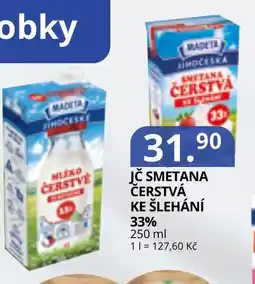 Potraviny CZ Madeta smetana čerstvá ke šlehání 33% nabídka