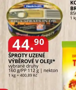 Potraviny CZ Šproty uzené výběrové v oleji* nabídka