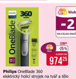 Teta Philips OneBlade 360 elektrický holicí strojek na tvář a tělo nabídka