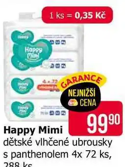 Teta Happy Mimi dětské vlhčené ubrousky s panthenolem 4x 72 ks, 288 ks nabídka